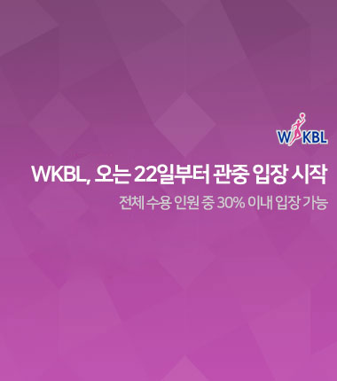 [대표 이미지] WKBL, 오는 22일부터 관중 입장 시작